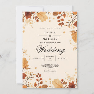 Invitation Amber Autumn Foliing Arch Mariage