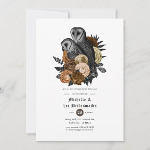 Invitation Amber Floral Owls Gothic Bridesmaids Déjeuner