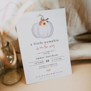 Invitation AMBER Moderne Rustique Petit Baby shower Citrouill