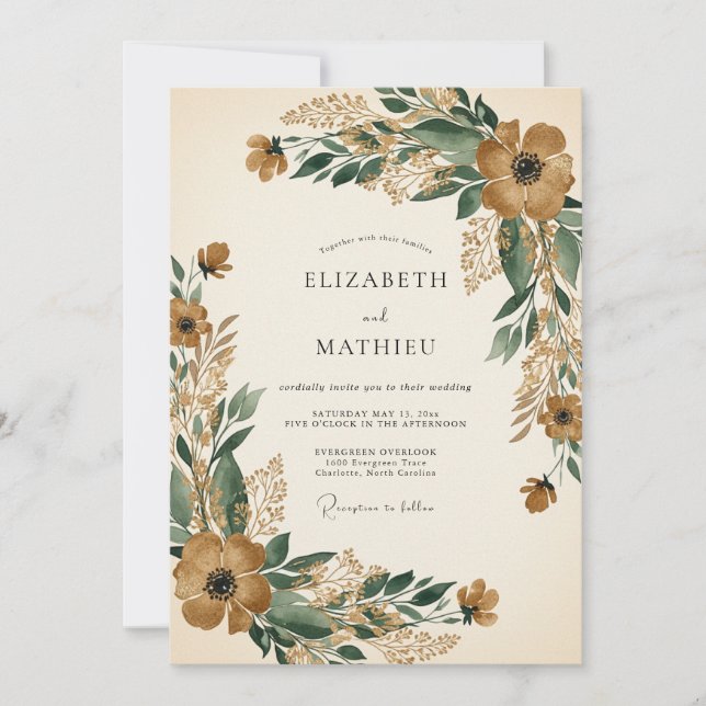 Invitation Amber Ornate Autumnal Wedding (Devant)