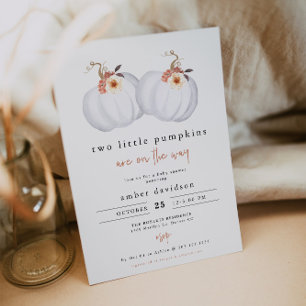 Invitation AMBER Rustic Deux Petits Baby showers jumeaux Citr
