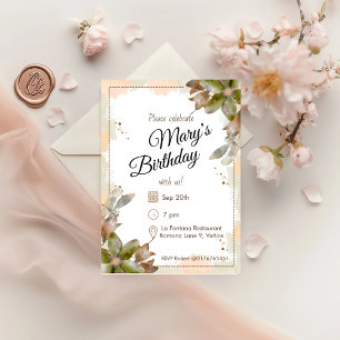 Invitation Amber Watercolor Florals Anniversaire