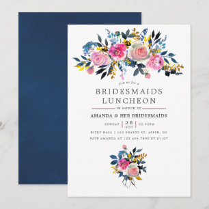 Invitation Ambiance Aquarelle tendance Floral Bridesmaids Déj