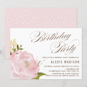 Invitation Ambiance romantique Aquarelle Peony Flower