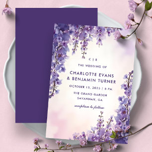 Invitation Ambiance romantique Aquarelle Wisteria Purple Mari