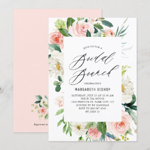 Invitation Ambiance romantique Peach Florals Brunch nuptial