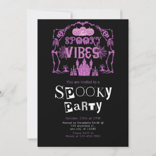 Invitation Ambiance Squelettes Chauves-Souris Halloween Soiré