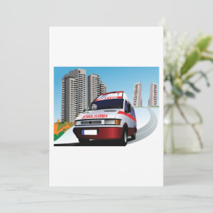 Invitation Ambulance d'urgence dans Cityscape Secourt Médical