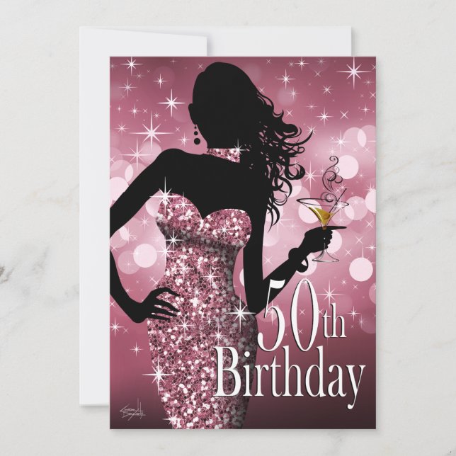 Invitation Amenez la Bling Sparkle 50e anniversaire | mauve (Devant)