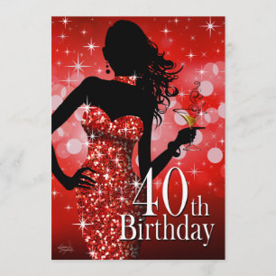Invitation Amenez le 40e anniversaire du Bling  rouge