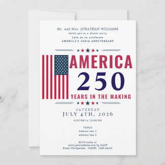 Invitation America 250 USA Flag Patriotic 4th of July Formal