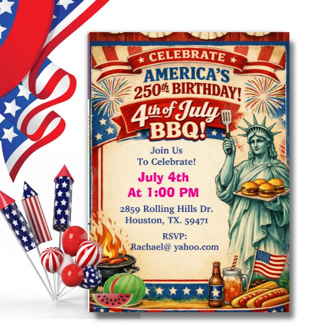 Invitation America’s 250th BBQ With Statue of Libeberty (Créateur téléchargé)