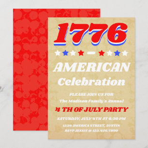 Invitation Américaine vintage   Célébration de 1776