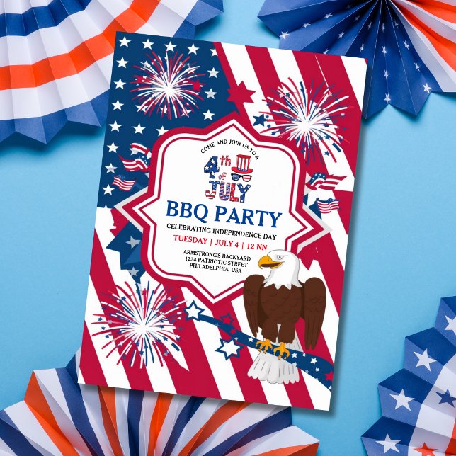 Invitation American Eagle 4 juillet fête de l'indépendance (American Eagle 4th of July Independence Day Party Invitation)