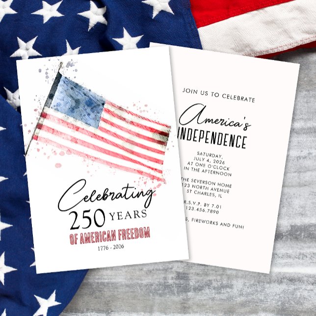 Invitation American Flag 250 Years Freedom 4th of July Party (Créateur téléchargé)