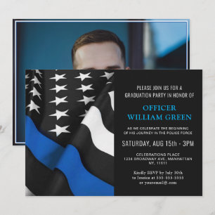 Invitation American Flag Police PHOTO Graduation Party Event