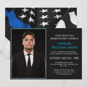 Invitation American Flag Police PHOTO Graduation Party Event