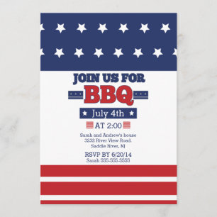 Invitation American Flag Stars & Stripes 4 juillet