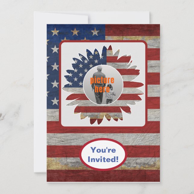 Invitation American Flag USA holiday Birthday Party Event (Devant)