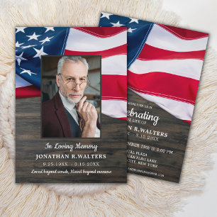 Invitation American Flag Vétéran Military Celebration Of Life