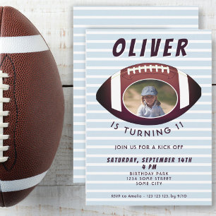 Invitation American Football Ball Sports Boy Photo Anniversai