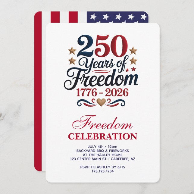 Invitation America's 250th Anniversary Party (Devant / Derrière)