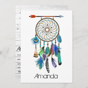 Invitation Amérindien Dreamcatcher Birthday Party
