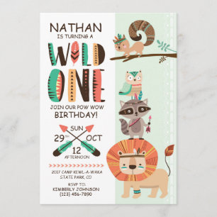 Invitation Amérindien Pow Wow Anniversaire