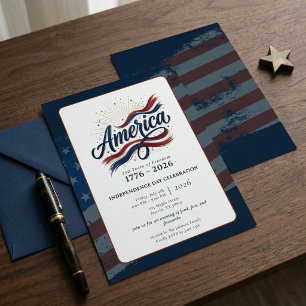Invitation Amérique 250 Ans 4 juillet Jour de l'Indépendance