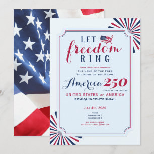Invitation Amérique 250 Ans Anniversaire des États-Unis Sonne