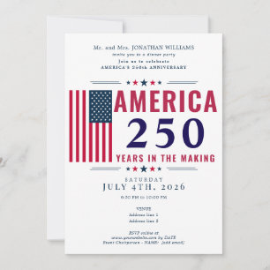 Invitation Amérique 250 Drapeau USA Patriotique 4 juillet For