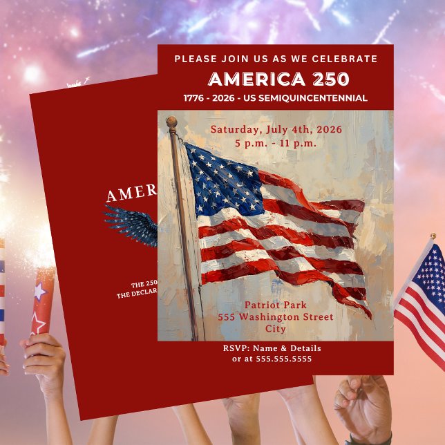 Invitation AMÉRIQUE 250 Fête du 4 juillet (AMERICA 250 July 4th Party Invitation)
