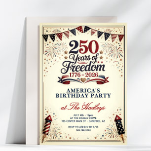 Invitation Amérique 250 Libertés Anniversaire Vintage
