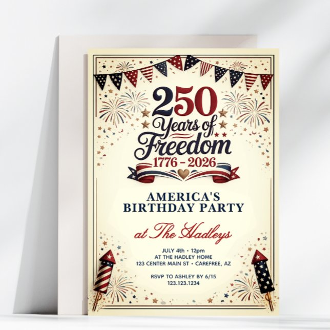 Invitation Amérique 250 Libertés Anniversaire Vintage (Créateur téléchargé)