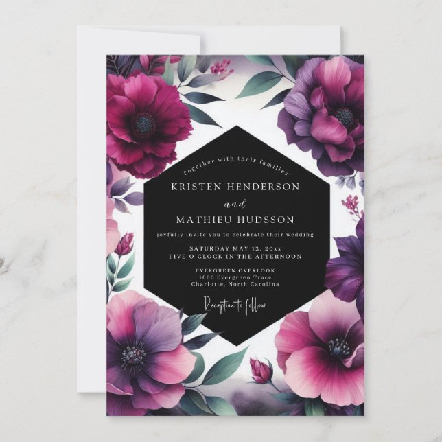 Invitation Amethyst Dramatic Bloom Wedding (Devant)