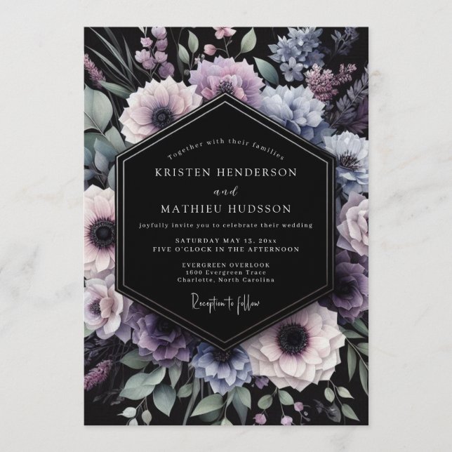 Invitation Amethyst Duskbloom Wedding (Devant)