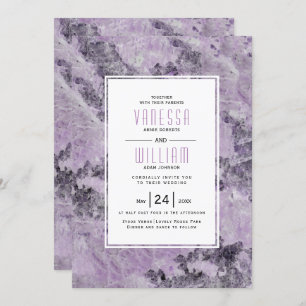 Invitation Amethyst geode violet marbre moderne mariage