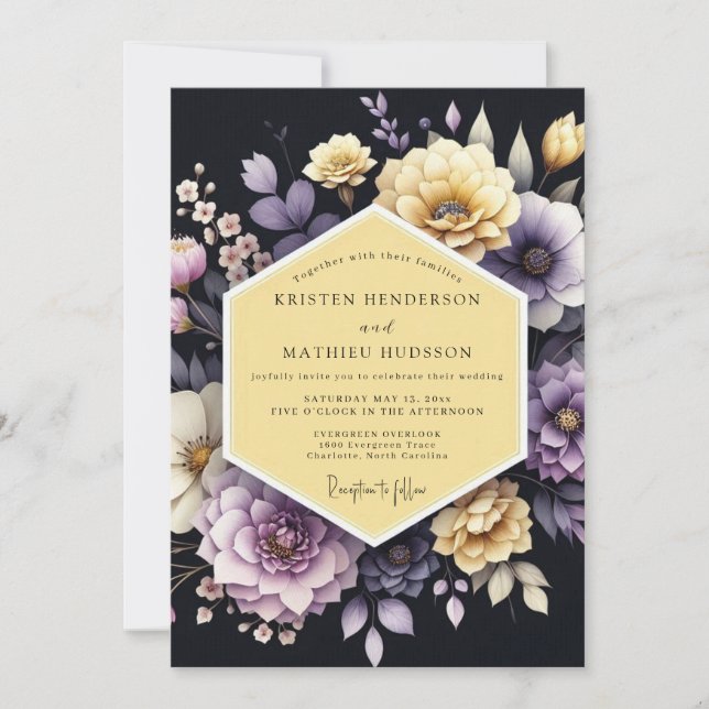 Invitation Amethyst Marigold Bloom Wedding (Devant)