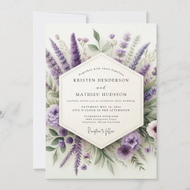 Invitation Amethyst Meadowland Wedding (Devant)