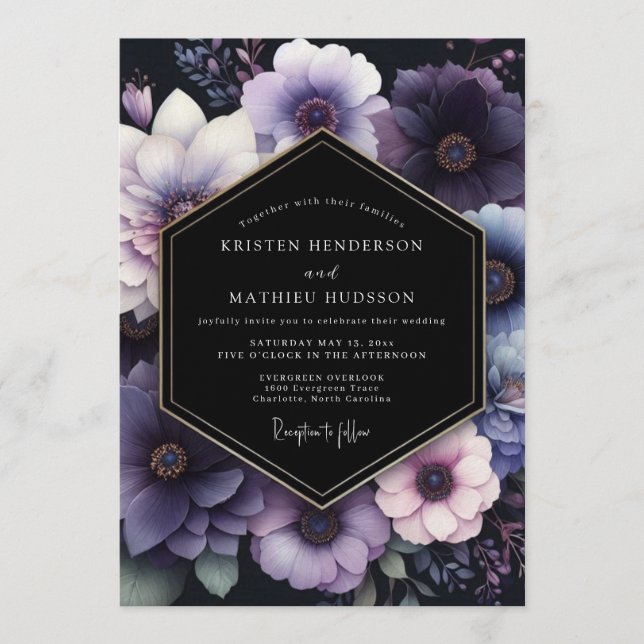 Invitation Amethyst Moody Floral Wedding (Devant)