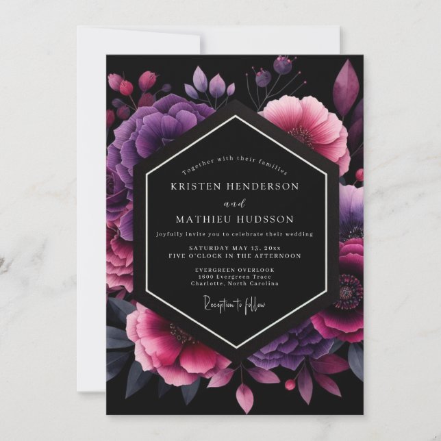 Invitation Amethyst Moody Floral Wedding (Devant)