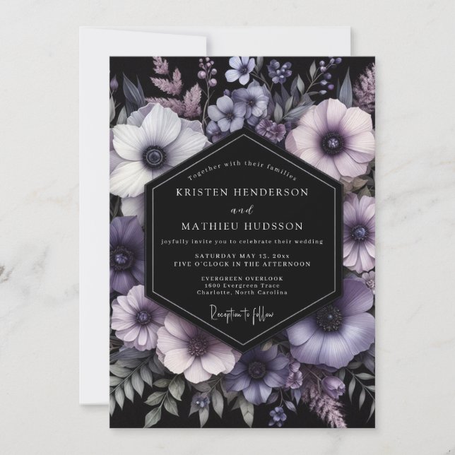 Invitation Amethyst Nocturne Bloom Wedding (Devant)