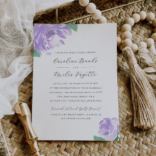 Invitation Amethyst Peony   Mariage floral lavande