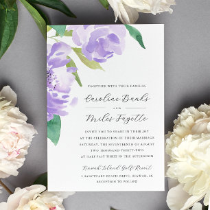 Invitation Amethyst Peony   Mariage floral lavande