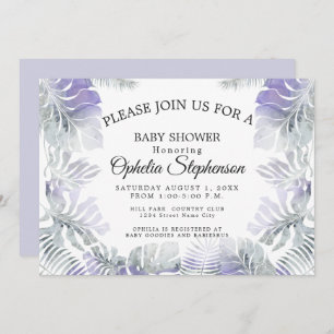 Invitation Amethyst Plum Botanique Turquoise Aquarelle Douche