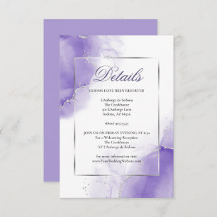 Invitation Amethyst Purple Script Détails Argent