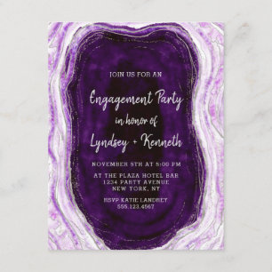 Invitation Amethyst Purple & Silver Geode Engagement Party