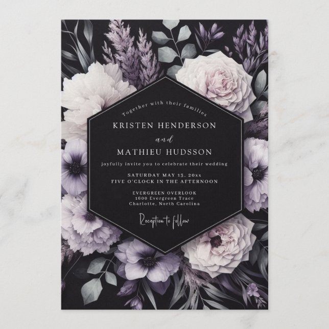 Invitation Amethyst Somber Bloom Wedding (Devant)