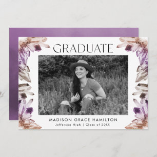 Invitation Amethyst Watercolor Crystal Photo Graduation Party