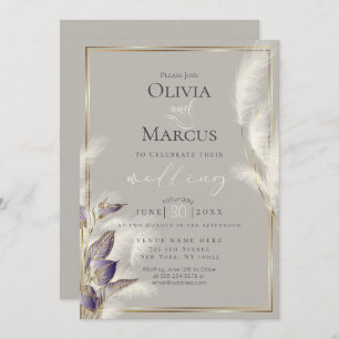 Invitation Améthyste Anthurium et Pampas de plumes Grass